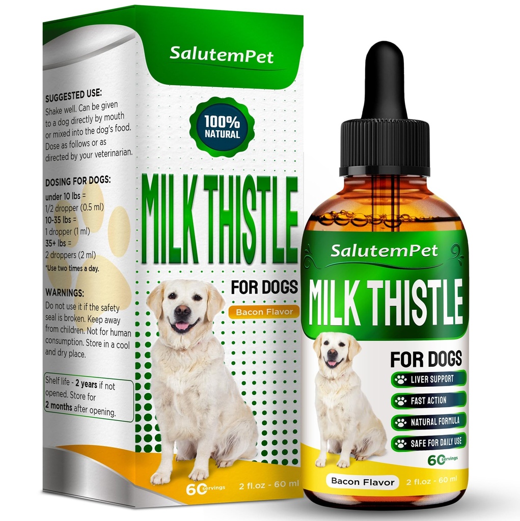 Maito Thistle koirille ... Koiran maksan täydentää kaikenikäisille ja rodut... Tässä on vain kasviperäistä koostumusta... + viehättävä ja Super Nami pekoni makua... 2 Oz