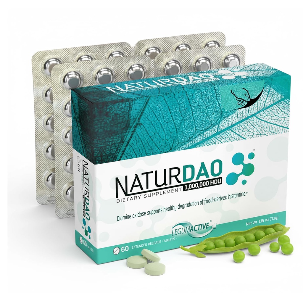 NATURDAOCOM LEGUMACTIVE NATURDAO® DAO Enzyme 1 000 000 HDU/ tabletti - DAO Enzyme Supplement - Histamine Block - Diamiinioksidaasi - Food Intolerance - 60 laajennettua tablettia