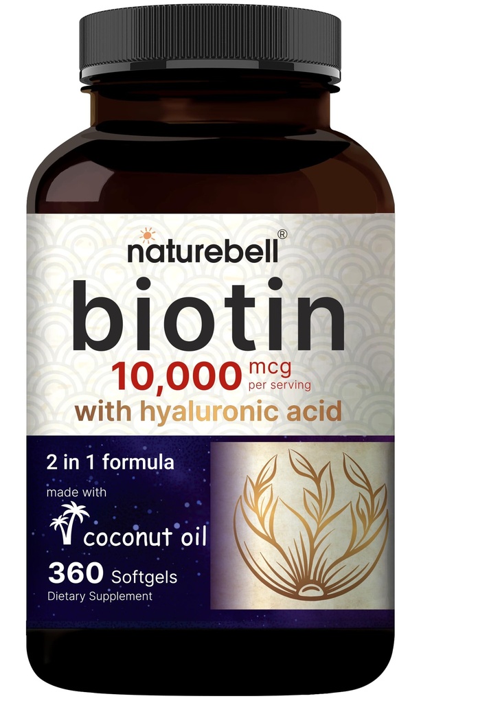 NatureBell Biotin 10000mcg + Hyaluronic Acid 25mg 