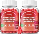 Magnesium Kalium Gummies, Muscle & Heart Health, Leg Cramps och Sleep, Kalium Supplements Vegan Gummy Non-GMO Gluten Free 60 Gummies-2 Pack, Raspberry