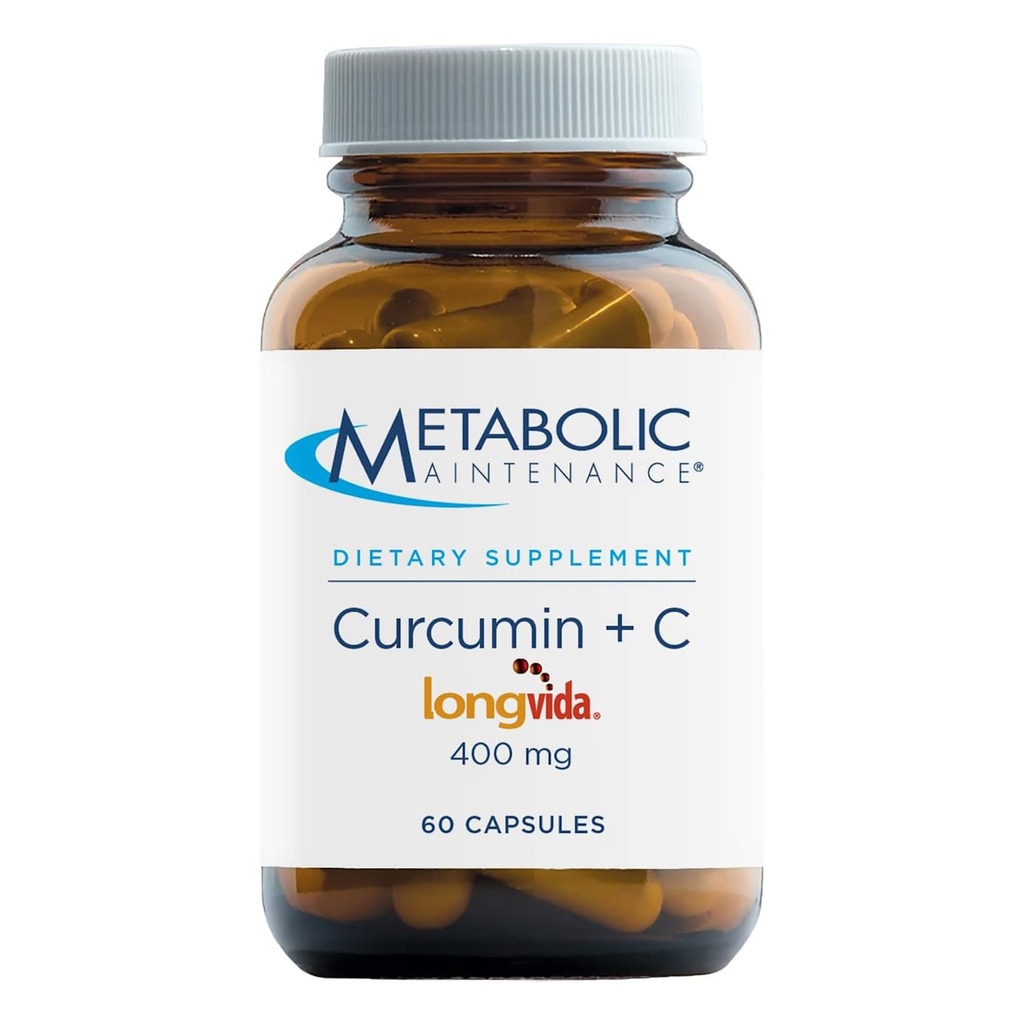 Metabolisk underhåll Curcumin + C - Longvida + Vitamin C Förbättrad Curcumin Supplement för hjärnfunktion och gemensam rörlighet (60 kapslar)