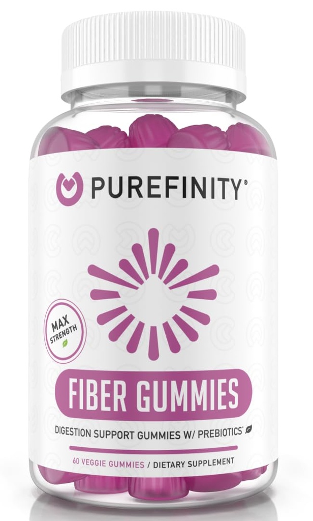 PUREFINITY Kuitu Gummies aikuisille inulin FOS Chicory Root, sokeriton prebiootti täydentää päivittäin digestion & Ummetus Tuki ...