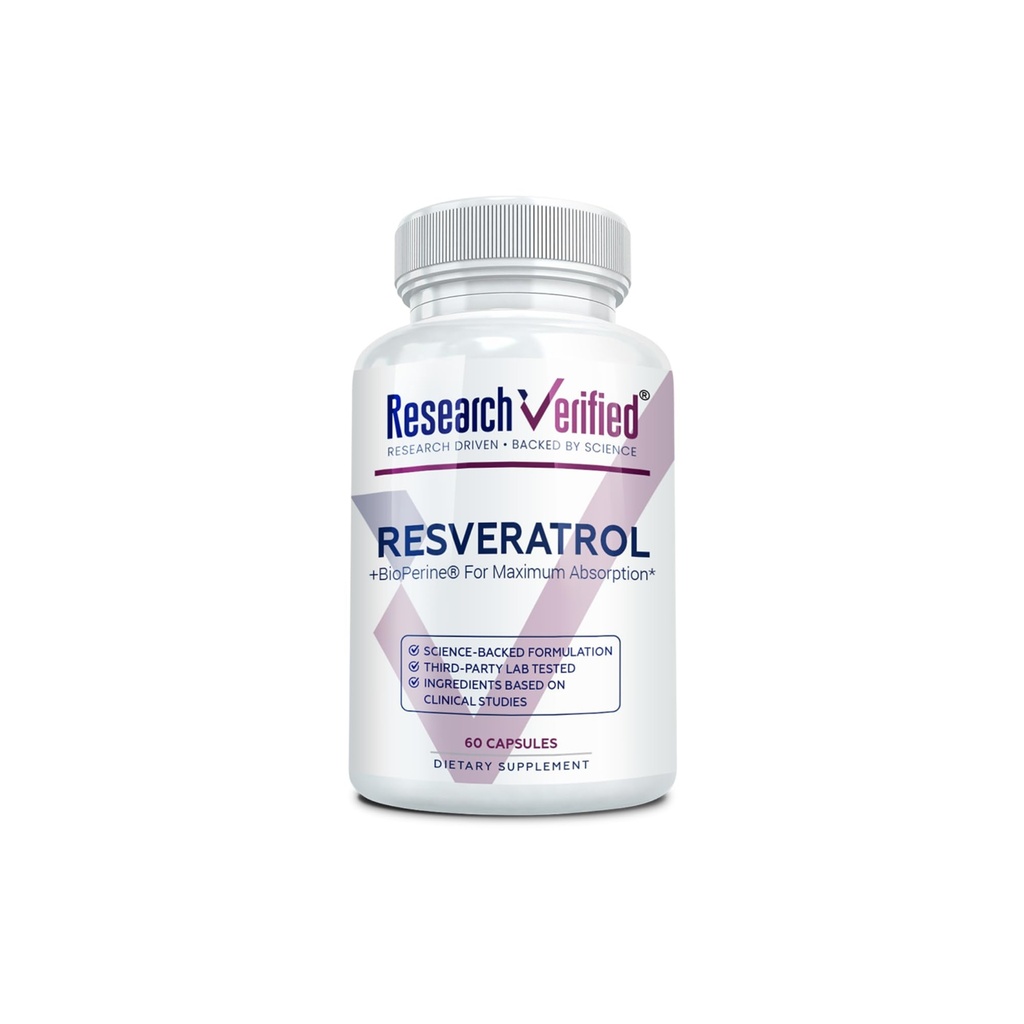 Forskning Verified Resveratrol - 98% Trans-Resveratrol 1000 mg, Anti-Aging Support - 1 flaska - 60 kapslar