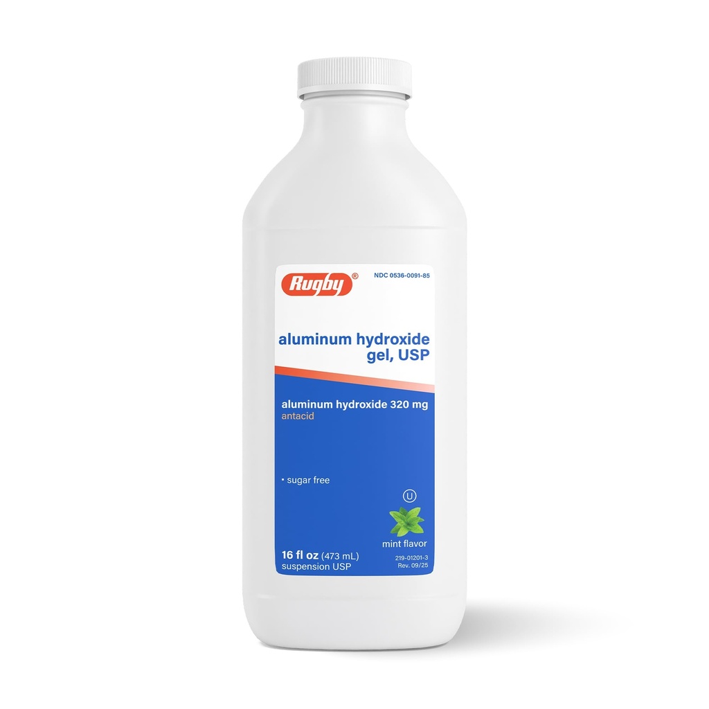 Rugby 320 mg alumiinihydroksidigeeli, USP - Antasidi Nestemäinen - Vatsavaivat, happo ruoansulatushäiriöt ja närästyksen lievitys - Sokeriton - Mint Flavored - 16 Fl. Oz. (1 pakkaus)