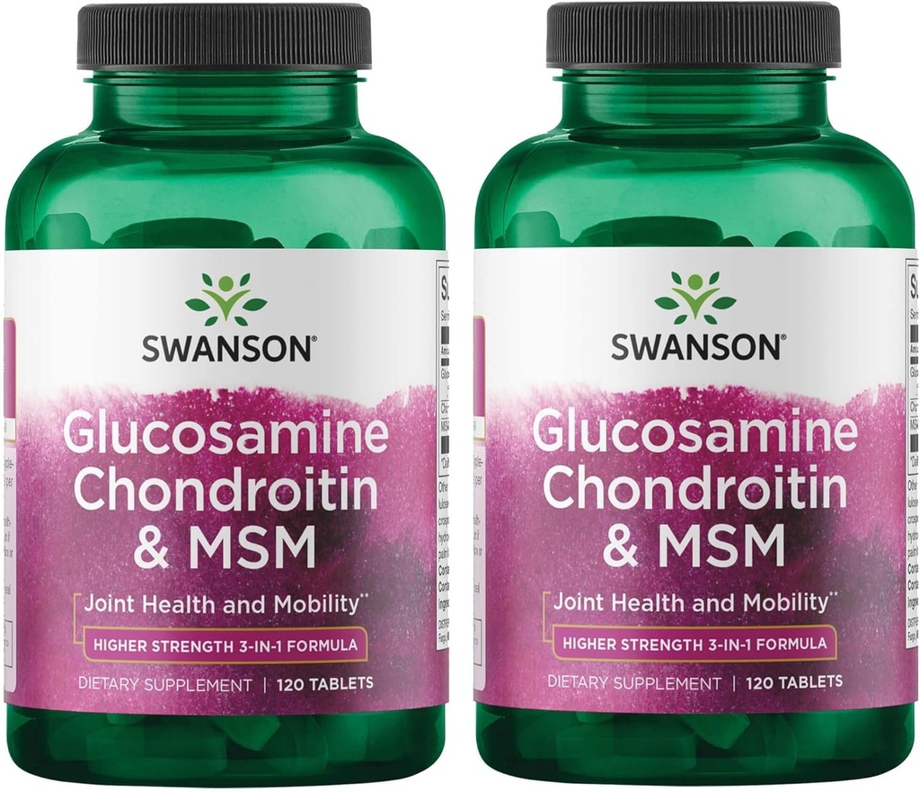 Swanson Glukosamiini Chondroitin & Msm 500/400/200 Milligrammaa 120 Tabs (2 pakkaus)
