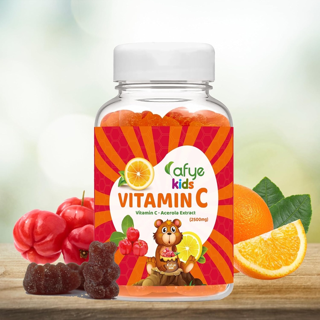Lapset C-vitamiini - Immuunijärjestelmän Booster Gummies karhu muotoiltu - Immuunijärjestelmän tuki vitamiinit täydentää aikuisille ja lapsille - C-vitamiini & Acerola uute, 60