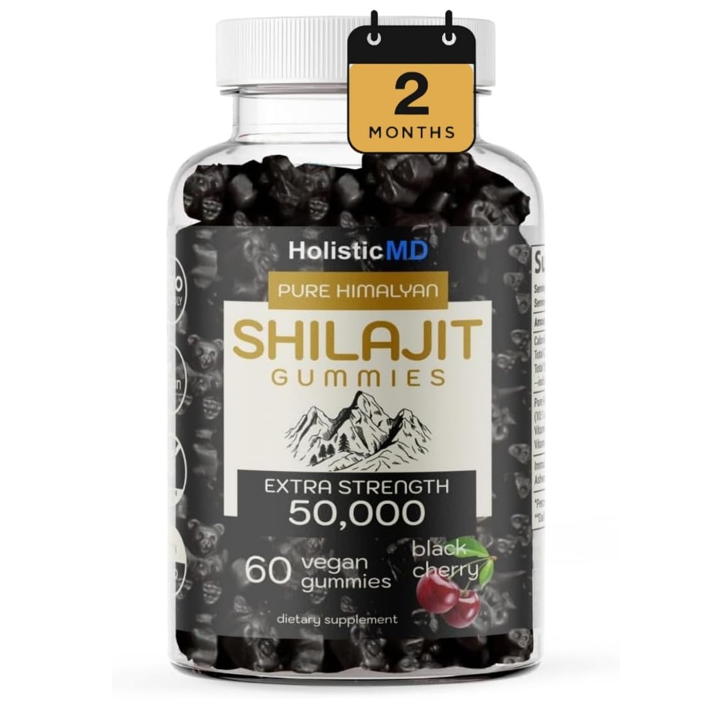 Shilajit Gummies for Men Naiset Pure Himalayan Extra Strenght 50,000 Harsin for Metabolia Tuki Ashwagandha Siperian Chaga ... 2 kuukautta toimitus Vegan Keto Friendly Cherry 60 Gummy