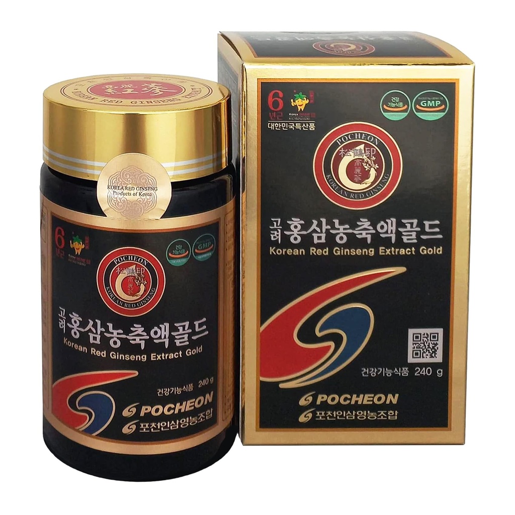 Pocheon 240g(8,5oz), 100% Pure Korean 6Vuosi Root Panax Red Ginseng Extract kultaa, TOP Ginsenosidi, Saponin, Ginseng Herbal Supplement, Natural Immuunituki