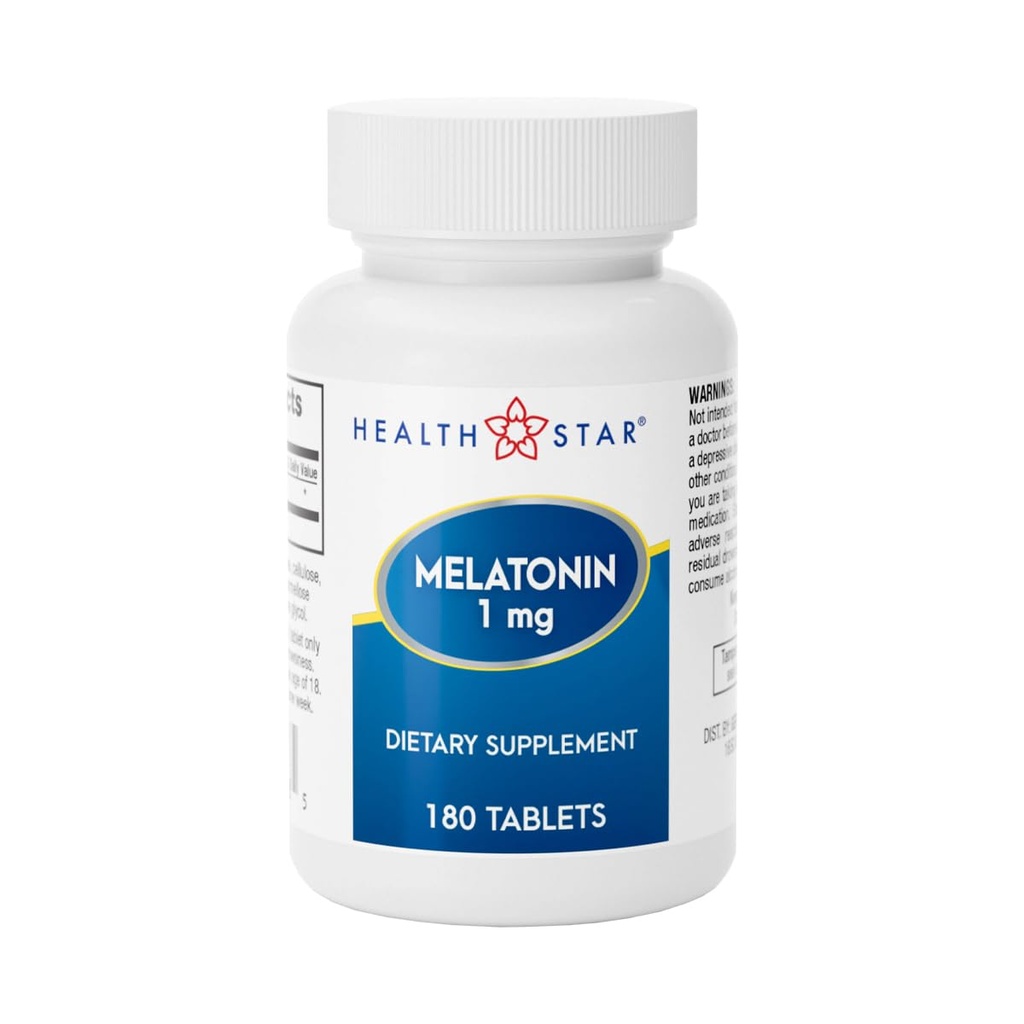 GeriCare Melatoniini 1 mg Sleep Support Supplement, Gentle Nighttime Uniapu, Non-Habit Forming, Auttaa edistämään rentoutumista ja lepoa, Jet Lag Recovery, ja parempi yöpyminen, 180 tablettia