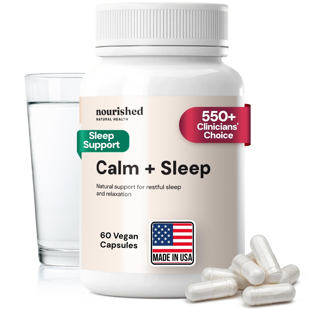 Ravitseva Natural - Rauhoitu + Sleep Capsules for Deep Rest & Rentoutuminen Ashwagandha, kamomilla, Tart Cherry Extract, Passionflower, L-theanine, & Magnesium - 60 kapselia