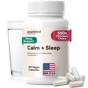 Nourished Natural - Calm + Sleep Capsules för Deep Rest & Relaxation med Ashwagandha, Chamomile, Tart Cherry Extract, Passionflower, L-theanine, & Magnesium - 60 kapslar