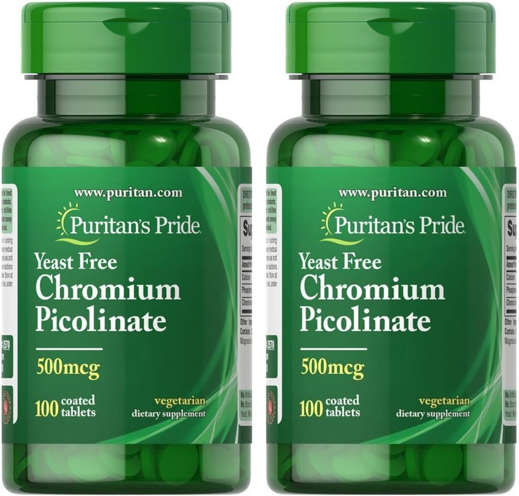 Puritan's Pride Cromi Picolinate 500 Mcg Hiivaton, 100.
