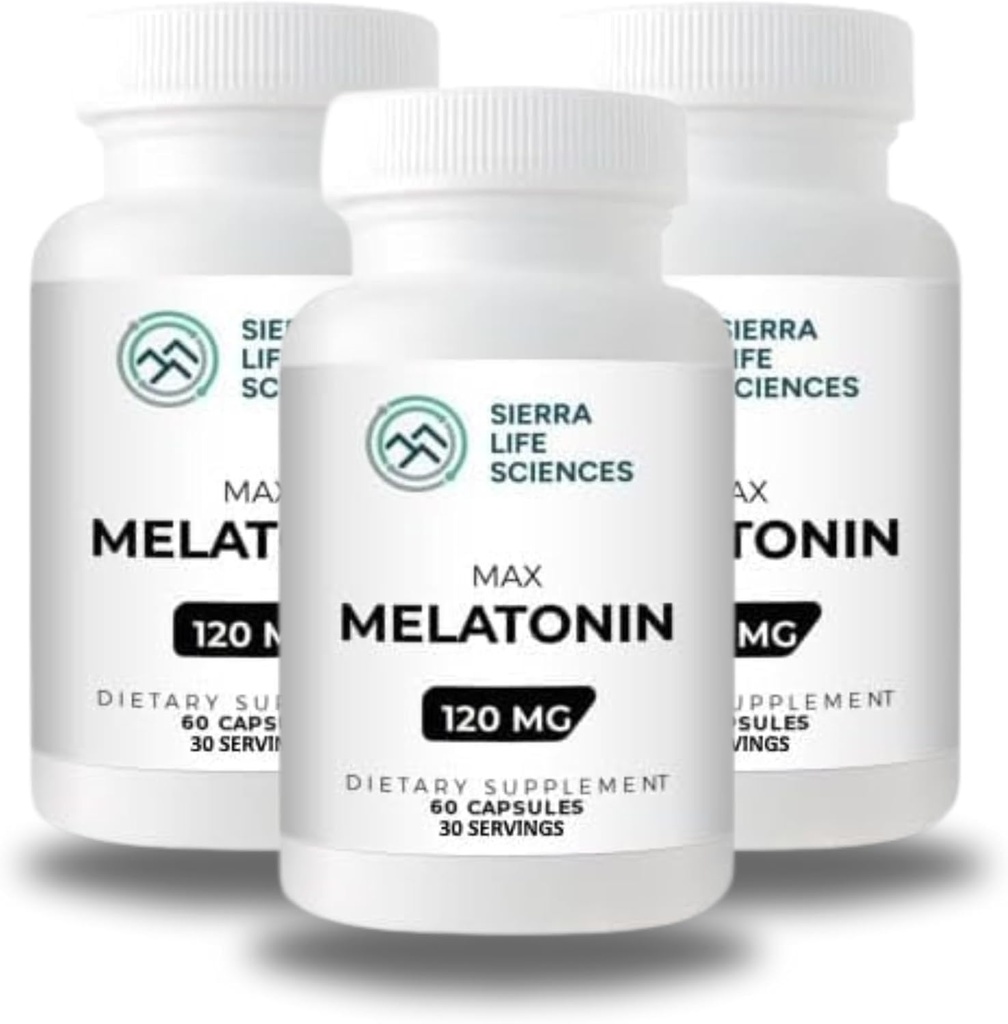 120 mg suuri annos melatoniini Max helppo niellä kapselit - 30 tarjoilua (pakkaus 3)