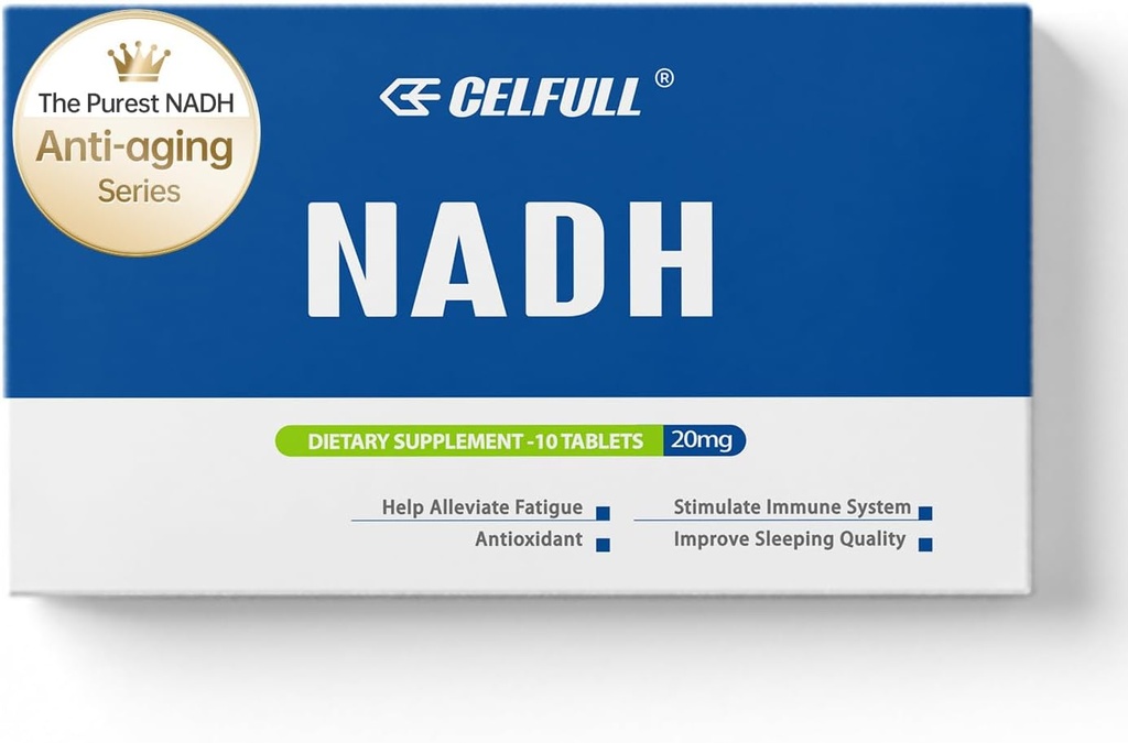 CELFULL NADH Supplement 40mg Enchance NMN Alternative NAD+ Supplement för Immune Support Anti-Aging Boost Brain Cognition & Chronic Fatigue Supplements