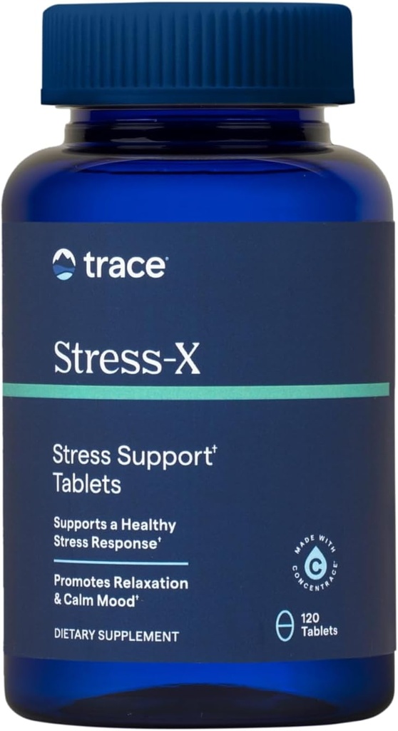 Trace Minerals Stressi-X - Ravintolisä ruokavalio Fiber & Trace Minerals - Magnesium Supplement for Sleep Health Support - Formula A, B12, D & More - 120 tablettia (30 tarjoilua)