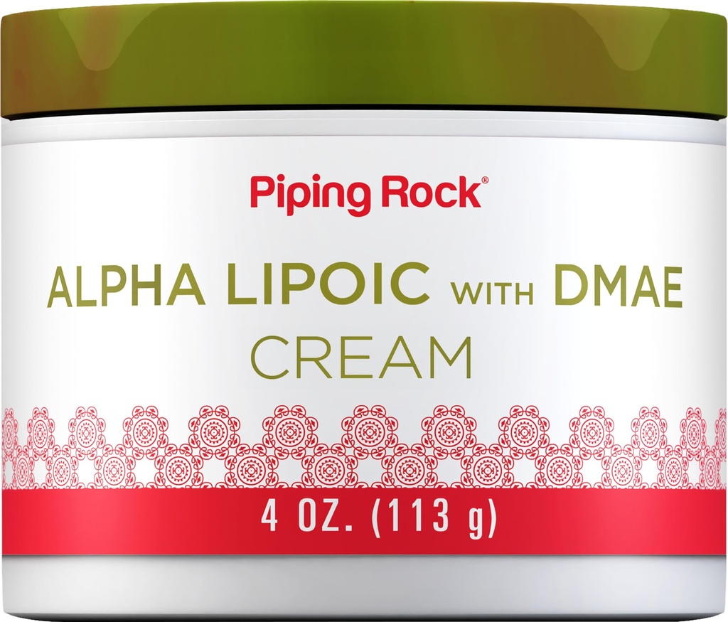 Piping Rock Alpha Lipoic Acid | 4 oz | med DMAE Cream | Hydrating & Firming för ansikte och hud | Non GMO, Gluten Free