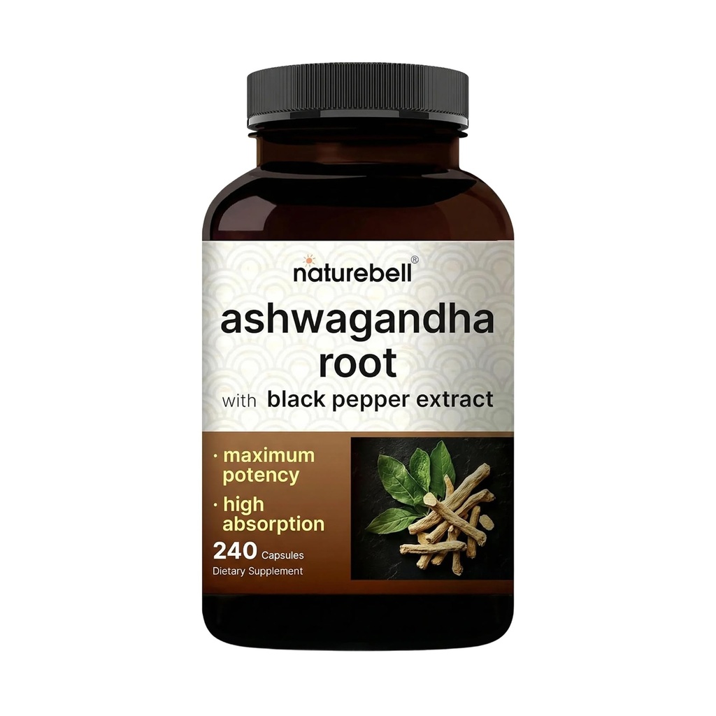 NatureBell Ashwagandha with Black Pepper, 240 kapselia 