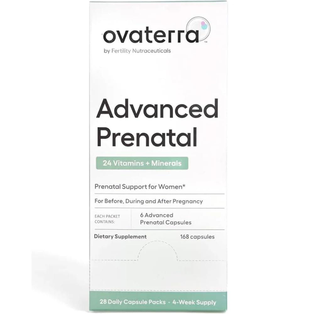 Ovaterra Advanced Prenatal Vitamins för kvinnor med 550mg Choline, Methylfolate, Chelated Iron & 24 Nutrients 168 Capsules - 28 Day Supply