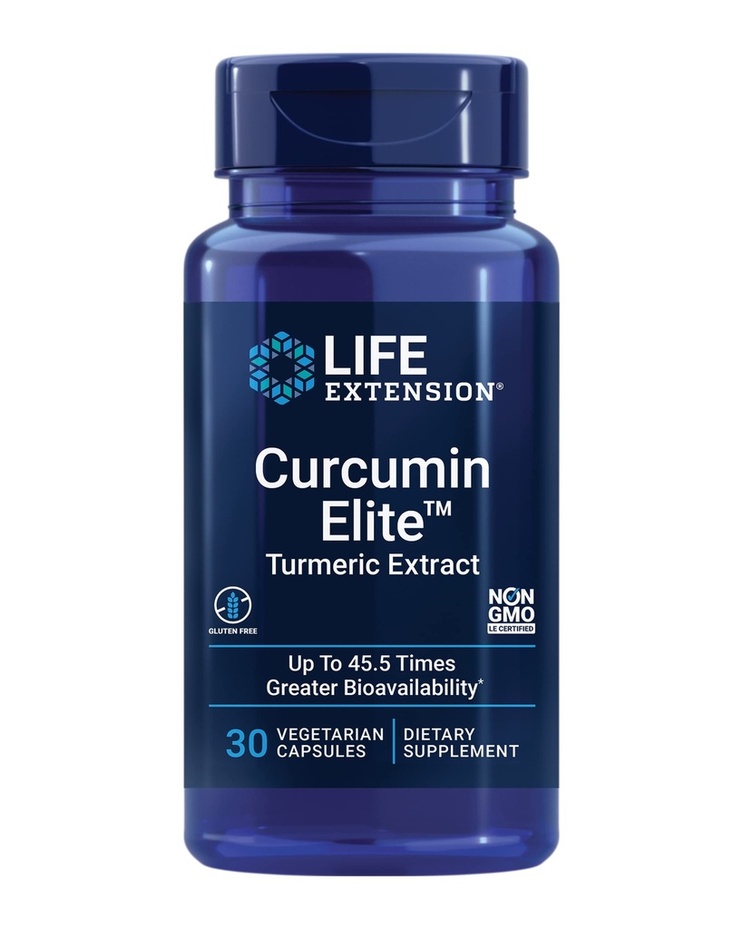 Life Extension Curcumin EliteTM Turmeric Extract, 500 mg, kurkuminoidit, kurkumonit, Sarviapila, Tulehdus Terveystuki, Heart & Immunosupport, Gluteeniton, Kasvisruoka, 30 kapselia
