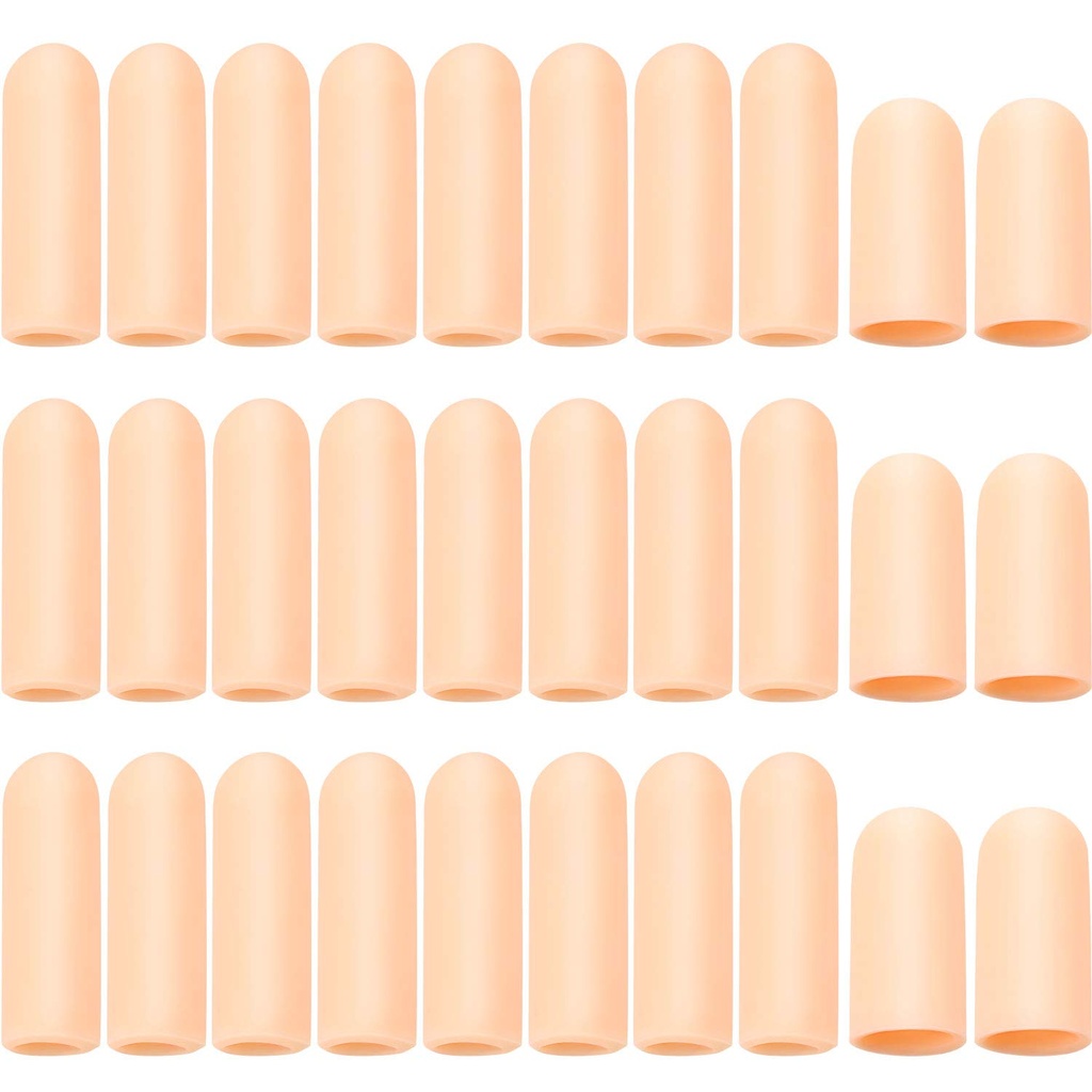 Frienda 30 Pieces Gel Finger Protector Cots Silicone Cover Cap Hihat sormien cracking Trigger Support(Apricot)