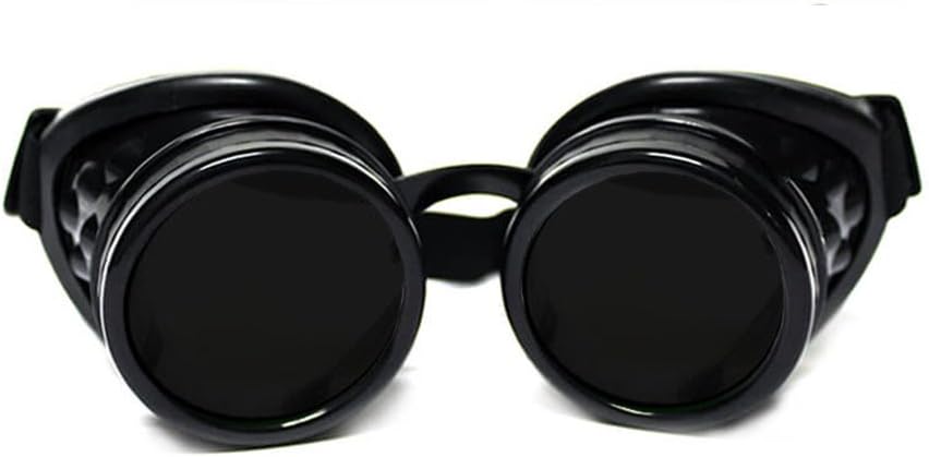 GloFX Steampunk Googles sävytetyt - Rave EDM Festival Lisävarusteet - Goottilainen Cosplay Hitsauslasit - Mustat suojalasit Tumma Tint Linssit