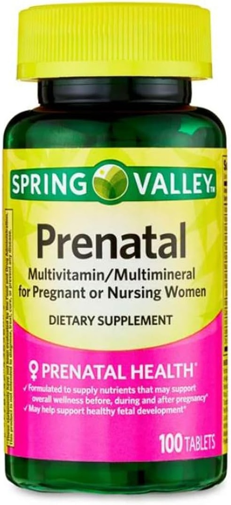 Prenatal Multivitamin/Multimineral för gravida och omvårdnad kvinnor kosttillskott tabletter, 100 greve