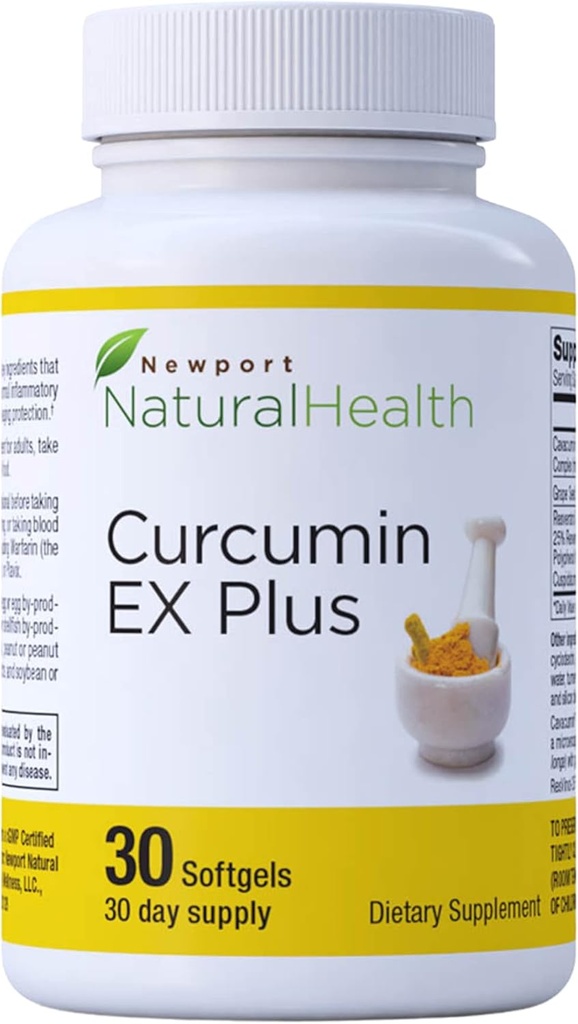Gurkmeja Curcumin Supplement, Curcumin EX Plus med Grapeseed Extract, Resveratrol & Red Wine Polyfenoler för gemensam hälsa och hjärthälsa, Curcuminoids Komplex 500mg kapslar