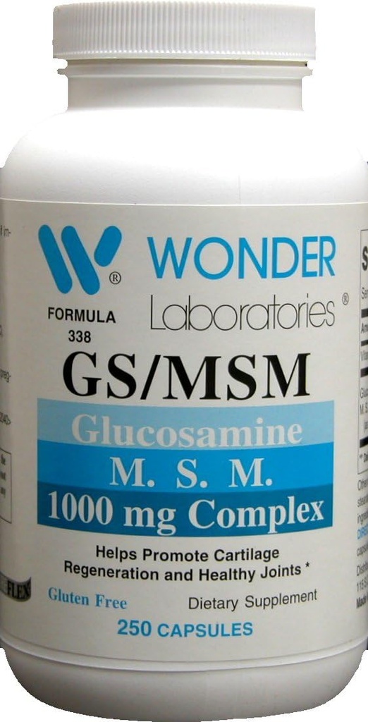 Wonder Labs Glukosamiini/MSM, auttaa edistämään Cartilageneration ja terveitä niveliä - 250 kapselia
