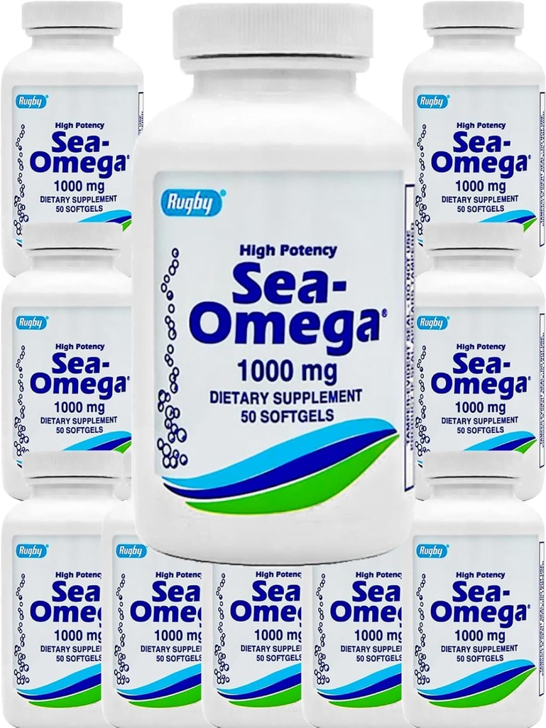 500 Softgels (10 pullo) High Potency Rugby 1000mg Natural Deep Sea Hiccusless Fish Oil Omega-3 Rasvahappo (EPA 300mg & DHA 200mg) miehille & naisille,Promotes Brain/Hair/Skin & Heart Health,Made in USA