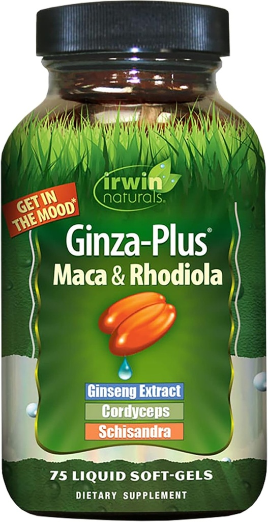 Irwin Naturals Ginza Plus Endurance, energia, tasapaino ravintolisä neste geelikorkit, 75 Count Bottle