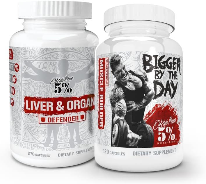 5% Nutrition 2- Stack ... Maksan ja elinten puolustaja NAC + BiggerByDay ... Maksan, munuaisten ja sydämen tuki + anabolinen lihasrakentaja, kovan luokan lean Mass Gainer Turkesterone, HICA, L-leusine