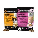 Cat Multivitamiinit + Immuunituki Lysine Dual Texture Chew Supplement Bundle - Tukee yleistä Immuuniterveys, nivelet, ihon ja turkin, ja Cat Allergia Relief - Aivastelu, Runny Nenä