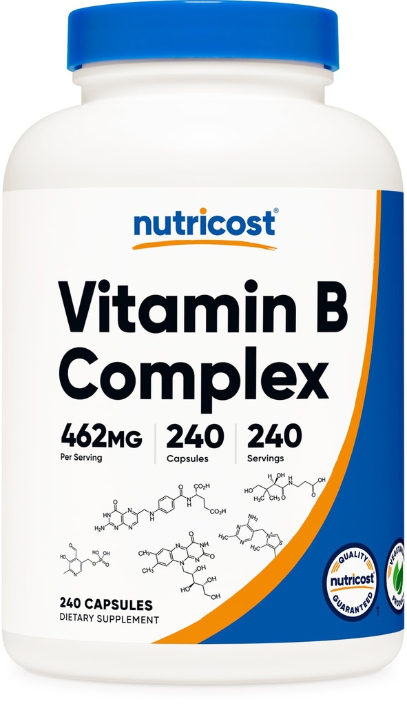 Nutricost B-vitamiinikompleksi 462 mg, 240 kapselia - C-vitamiini - Energy Complex