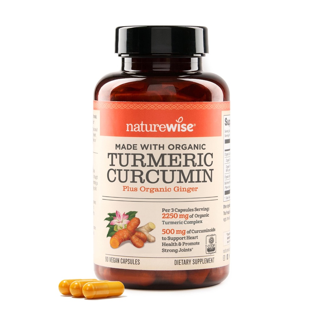 NatureWise Curcumin Turmeric 2250mg - 95% Curcuminoids & BioPerine Black Pepper Extract Advanced Absorption - Daily Joint and Immuun Health Support - Vegan, non-GMO, 90 Count[30-päivä toimitus]