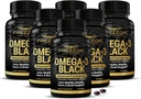 FREZZOR Omega 3 Black for Joint Care & Comfort - Nya Zeeland Green Lipped Mussel Oil Capsules; 53x Högre styrka med UAF1000 + Super Antioxidant, No Fishy Aftertaste, 450mg, 6-Pack, 360 Softgels