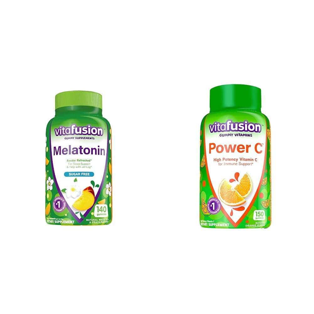 Vitafuusio Melatoniini 140ct Power C-vitamiini C Gummies 150ct Immuunituki Orange Flavor