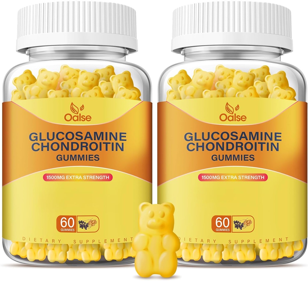 Vegan Glukosamiini Chondroitin Gummies, tuki täydentää aikuisille Miehet & naiset, 1500 mg Extra Strength Glukosamiini kanssa Chondroitin MSM Turmeric Elderberry terveyden