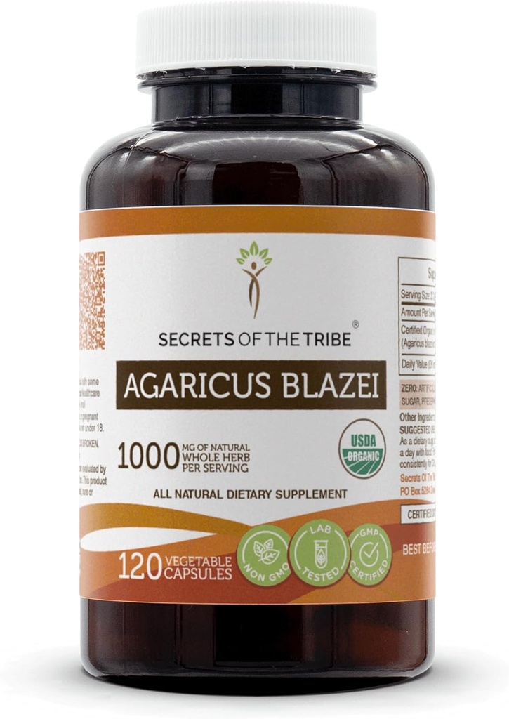 Hemligheter av stam Agaricus Blazei 120 kapslar, 1000 mg, USDA Organic Agaricus blazei murill Dried Mushroom (120 kapslar)