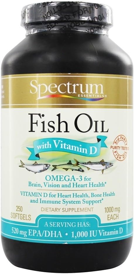Spectrum Essentials Fish Oil with D-vitamiini - 250 Softgels