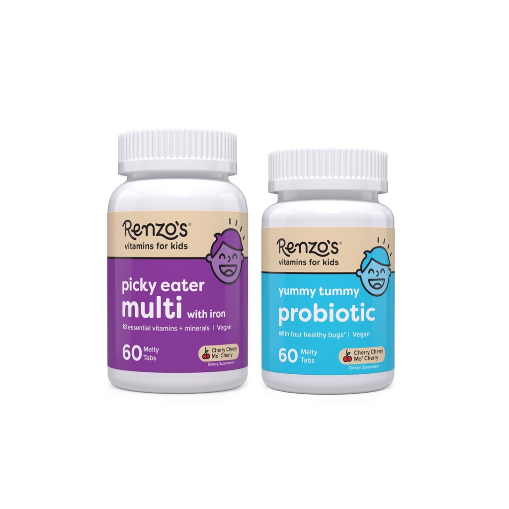 Renzon vitamiinit Happy Tummies Bundle, Probiootit lapsille ja Picky Eater lapset Multivitamiini