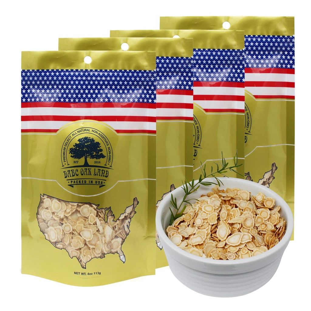 4 Bags of American Ginseng Slices från Wisconsin, DOL American Wisconsin Ginseng Slices Root for Tea, Energy for Men Women Mental Health Boosts Immunity, Gluten Free, 花旗参/4 Bag of 4OZ,16 Ounces