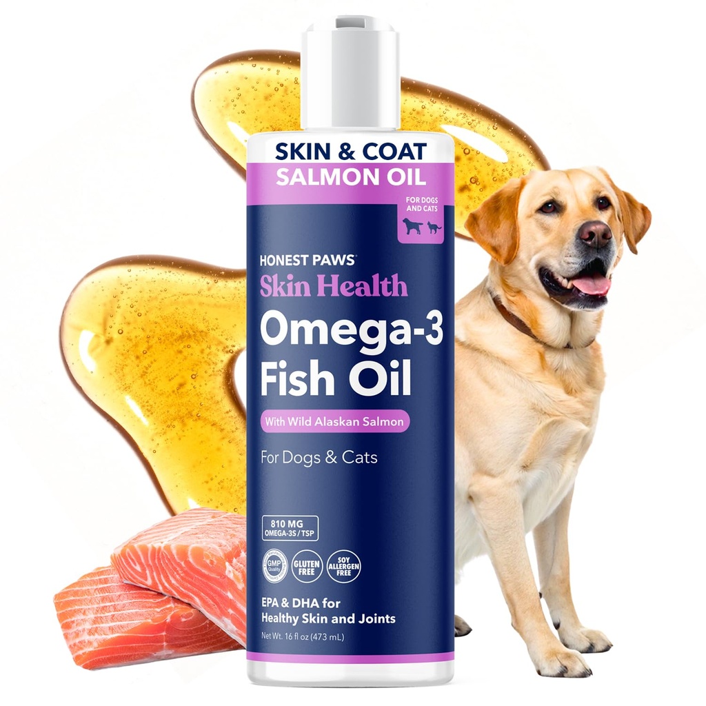 Rehelliset Tassut Wild Alaskan Salmon Oil for Dogs & Cats Omega 3 Fish Oil Supplement for Skin, Takki, Joint & Heart Health 