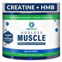 BioTrust Ageless Muscle Builder - Kreatin HMB-pulver med vitamin D3 & Betaine - Bygg och bevara naturligt minskande muskelmassa och styrka - Osmakad, 30 portioner