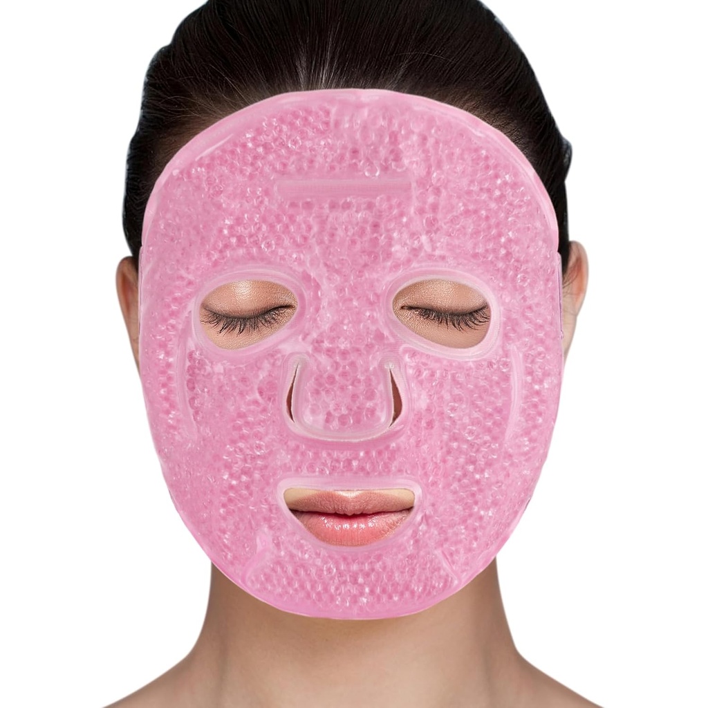 LotFancy Face Ice Pack, Reusable Ice Face Mask, Gel Bead Cold Face Eye Mask, Hot Cold Compress för Puffiness, Facial Routine, Post-Surgical Recovery, Headache, Skin Care, Post Laser Care