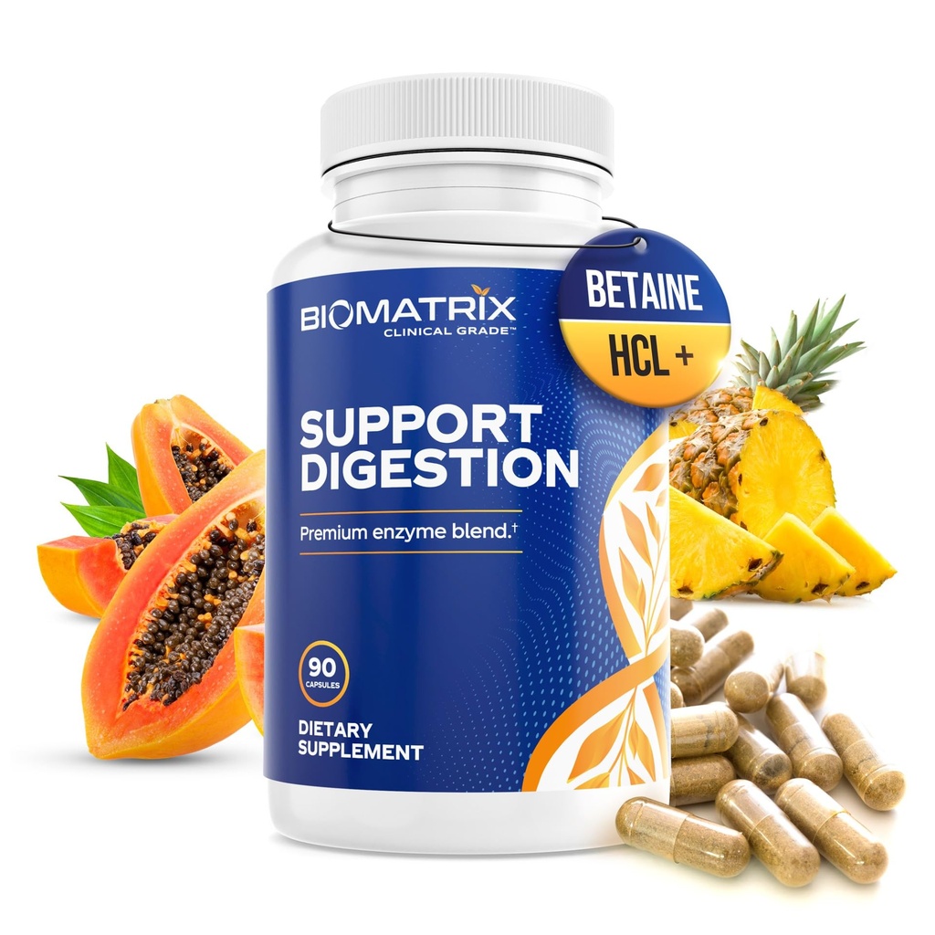 Digestive Enzymes Supplement (90 kapslar) Support Digestion - med Purified Bile, Pancreatin, Plant Enzymes, Ox Bile, Betaine HCL, Support Digestion av fettkarbonater och proteiner