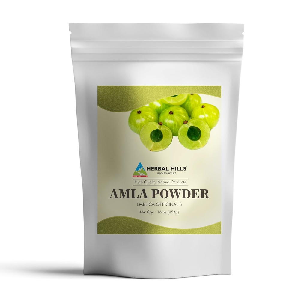 HERBAL HILLS Amla Powder 454 GMS Indian Gooseberry Emblica Officinalis Rich i Antioxidant (16 Ounce Pack av 1)
