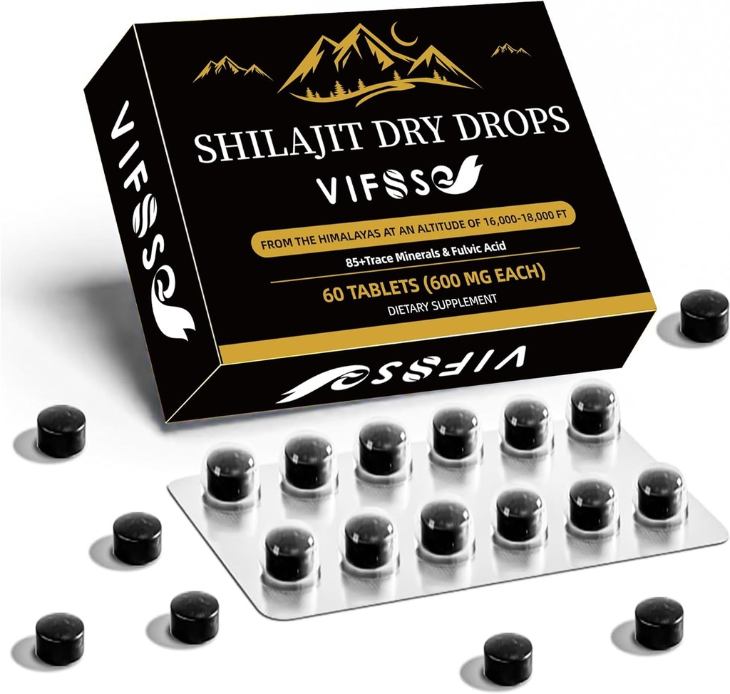 Shilajit Dry Drops, Shilajit Supplement, 36000 Mg Organic Shilajit Maximum Potency, Energy Booster, Gold Grade Nature Shilajit för energistöd, 1 Pack med 60 grejer