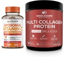 Terveellinen hyvinvointi Liposomaaliset C-vitamiinikapselit + Multi Kollageeni Proteiinijauhe Hydrolysoitu Bundle