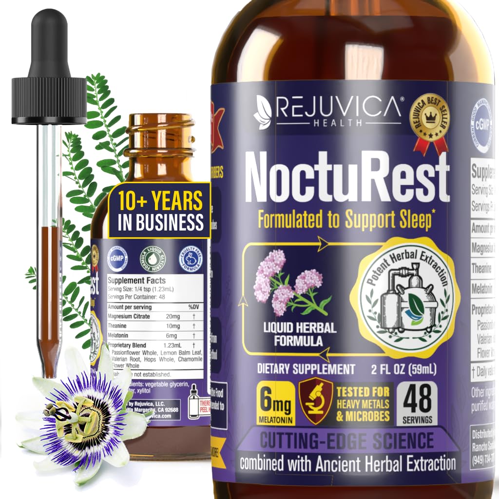 NoctuRest Natural Sleep-Aid with Valerian and Melatonin - Kaikki luonnolliset neste Formula 2X Imeytyminen - Magnesium, L-Theanine & More