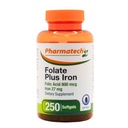 Folic Acid 800 mcg Plus Iron 27 mg Tillägg för kvinnor, Vitamin B9, Folate Prenatal, Fast Absorption, Made in USA, 250 Softgels